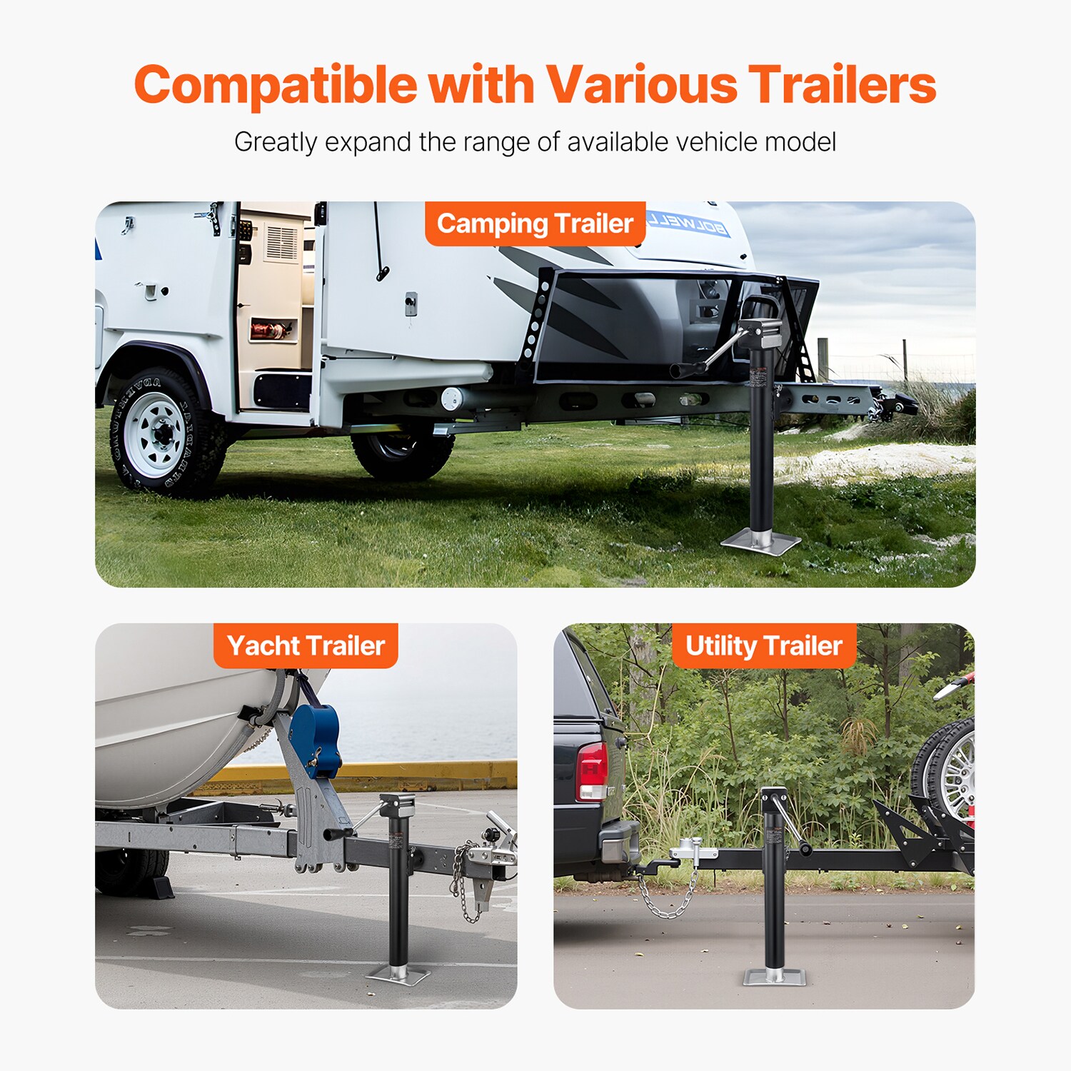 Trailer Jack Weld-on Pipe Mount Swivel Trailer Jack 5000 Lbs 15" Travel_voghion.com